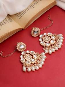 Meenakari <b>Kundan</b> Ethnic Flower Drop Earrings Designer Bridal Wedding Collection for Her Gift - Product Image 2