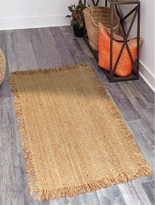 พื้นผิวพรมปอกระเจาเส้นใยธรรมชาติโทนสีดินและสานที่ทนทานมีจำหน่ายในราคาขายส่ง - Product Image 3