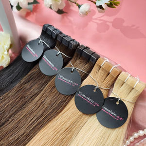 Meilleure qualité 100% véritable kératine Double épaisseur ruban adhésif dans les extensions de cheveux humains bruts traités à la Machine Styles de boucles de vague de cuticule complète - Product Image 1