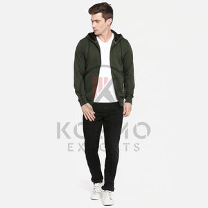 Sweat à capuche zippé à manches longues 100% coton de haute qualité pour hommes Design personnalisé Solide Top Design Sweat à capuche pour hommes avec fermeture éclair - Product Image 4