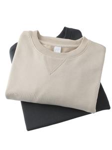 Automne et hiver Couples sweats pur coton solide rétro col rond pull haut pour hommes, pull Simple vêtements de sport décontractés - Product Image 6