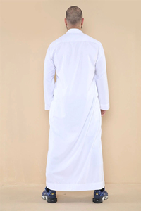 Qamis traditionnel et modeste pour hommes, style arabe, couleur unie, en coton et lin, respirant, léger, manches longues, décontracté, faible MOQ - Product Image 5