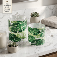 Pot de rangement transparent personnalisé en usine avec impression UV 4K et couvercle à bouton, boîte de rangement en acrylique transparente pour la maison, la cuisine et la salle de bain