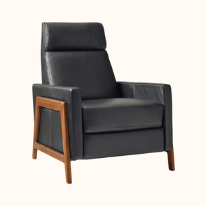 Genuine Leather Reclining Armchair Manufacturer Modern Solid Wood Frame Lounge Chair for Hotel & Project OEM Indonesia Factory - Product Image 1