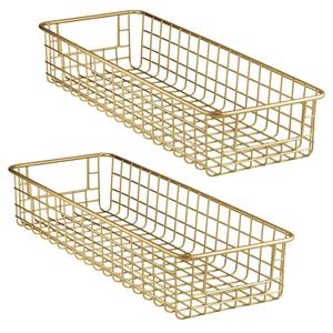 Cesta de almacenamiento de alambre de metal chapado en oro de último diseño para utensilios de cocina y Hogar y juego de cesta de almacenamiento de cubiertos - Product Image 1