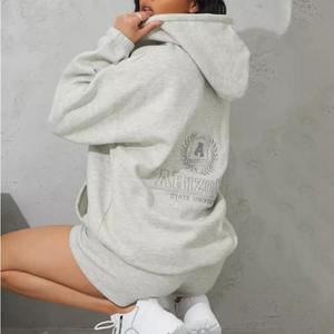 Ensemble deux pièces décontracté pour femmes Sweat à capuche imprimé de lettres personnalisé Top court à capuche et jupe Vêtements pour femmes de grande taille - Product Image 4