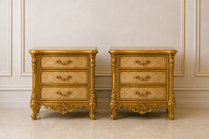 Imperial Baroque Inspired Luxury Teak Wood Master Bedroom Furniture <b>Bed</b> <b>Side</b> Tables Almirah Bedroom Set <b>for</b> Hotel & Villa Use - Product Image 5