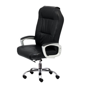 Silla Ejecutiva HOM1034-01 con Respaldo Acolchado Alto y Patas Metálicas, Ergonómica, de Cuero PU, Altura Ajustable para Talleres - Product Image 1