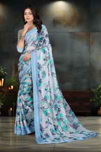 ผ้าหนาพิมพ์ลายดิจิทัลผ้าส่าหรีเนื้อนุ่มหรูหรามีสไตล์ใหม่ล่าสุดสุดพิเศษสำหรับงานเลี้ยงเจ้าสาว - Product Image 6