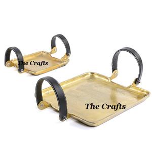 Ensemble de deux plateaux de service en acier inoxydable de tailles différentes, vaisselle de qualité supérieure, plateau décoratif pour aliments - Product Image 2