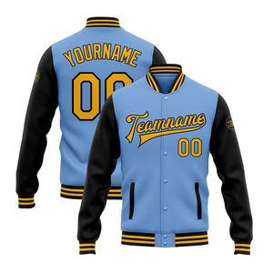 Chaqueta Varsity de grafiti de lana de moda para hombre estilo High Street con cuello vuelto y parche bordado - Product Image 4