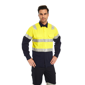 Camisa reflectante transpirable de algodón para trabajo en todas las estaciones, personalizada - Product Image 1