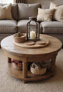 Table basse en bois rustique style ferme, meuble de salon au fini vieilli, allure naturelle pour des thèmes intérieurs chaleureux - Product Image 4