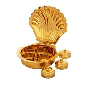 Boîte à Kumkum en laiton avec couvercle sécurisé et fermeture sécurisée, design sculpté, thème moderne, logo personnalisé - Product Image 5