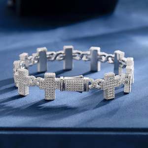 SHREYA DIAM Cross <b>Infinity</b> Moissanite Hiphop Wedding Christian 925 Silver Micro Pave Brilliant Cut Unisex Luxury Chain <b>Bracelet</b> - Product Image 1
