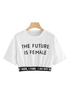 Camisa corta 100% algodón Mujer moda Casual manga corta Crop Top gimnasio camiseta Premium nuevo diseño Top camiseta - Product Image 3