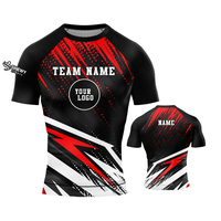 SINEWY Rashguard MMA personnalisé pour homme, coupe ajustée, séchage rapide, 100% polyester, manches courtes, avec impression de logo