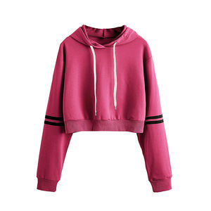 Top corto con capucha de talla grande y logotipo personalizado para mujer, sudaderas de punto de algodón de alta calidad con cremallera, venta al por mayor para invierno y otoño - Product Image 1