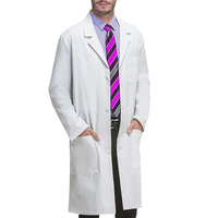 44.75 inç tutucu ön erkekler beyaz kasap Wrap Lab Coat erkekler tıbbi fırça giyim doktor hemşire hastane üniformaları