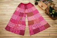 Style bohème indien fait à la main coton Patchwork Palazzo pantalon femmes taille unique été confortable jambe large pantalon