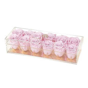Madison Gold Twelve Roses Gift Box Pink Martini Square Floral Decoration for Valentine's Day Mother's Day Made Eternal Flower - Product Image 1
