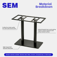 Pieds de table industriels modernes en acier inoxydable noir pour restaurant, bureau, salle à manger, café - Supports de meubles métalliques robustes
