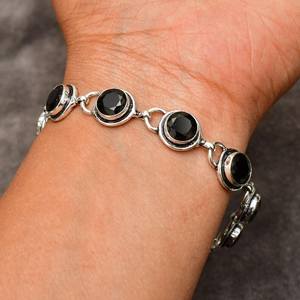 925 Sterling Silver Bohemian Trendy <b>Bracelet</b> Handmade Black <b>Onyx</b> Gemstone Christian Everyday Jewelry Gift for Mom for Parties - Product Image 2
