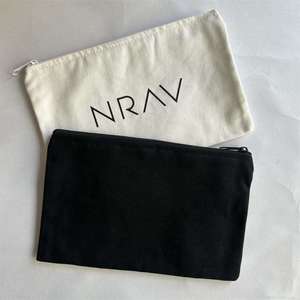 Vente en gros de trousse de maquillage écologique à fermeture éclair double face pochette d'accessoires pliable en toile de coton sac à cosmétiques - Product Image 3