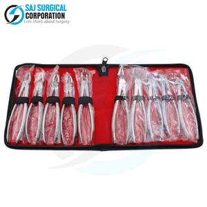 Pinces dentaires pédiatriques certifiées CE Kit 10 pièces en acier inoxydable de petite taille pour l'extraction de dents SAJ chirurgical - Product Image 2