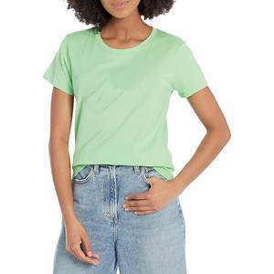 Vêtements pour femmes Logo personnalisé doux 100% coton uni blanc goutte épaule t-shirt poids lourd femmes t-shirts - Product Image 5