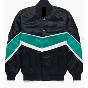 Chaqueta Varsity de Seda Satén Casual para Hombre, Talla Grande, Personalizada al por Mayor, Modelo 2026, Chaqueta Bomber de Moda con Cremallera, Transpirable, de Lana de Oveja para Invierno - Product Image 1