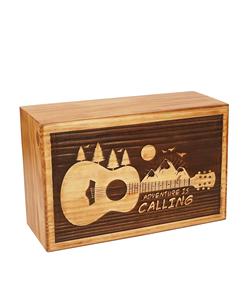 Caja de madera Urnas de cremación funeraria para cenizas humanas Urnas de entierro grandes para adultos (música de guitarra de 250 pulgadas cúbicas) - Product Image 1
