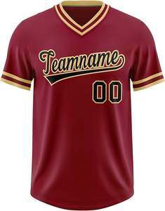 Usine personnalisée vente chaude rétro rayé bouton à manches courtes chemises de Baseball vierge 100% Polyester Baseball Jersey - Product Image 4