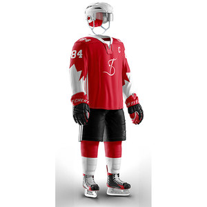 Conjunto de uniforme de hockey sobre hielo personalizado tejido de poliéster duradero camisetas de equipo pantalones ropa deportiva para hombres y jóvenes - Product Image 5