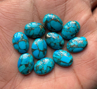 Pierre précieuse naturelle AMARA en turquoise bleue de cuivre, taille ovale, polie, pour la fabrication de bijoux, effet de changement de couleur, 3x5mm-20x30mm