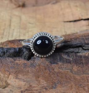 Onyx negro 925 joyería de piedras preciosas de plata esterlina anillo elegante piedra de nacimiento de Diciembre anillo de diseñador redondo regalo para aniversario - Product Image 2