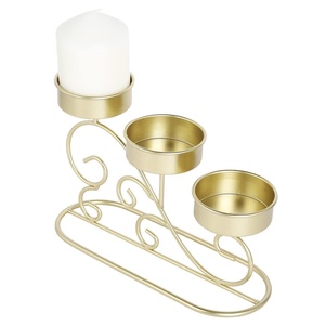 Soporte de vela de pilar de Metal de tres niveles de diseño Vintage moderno negro duradero hecho a mano exclusivo Vela decorativa decoración del hogar - Product Image 6