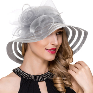 Mujeres Kentucky Derby Iglesia Vestido Cubo Sombrero Tocados Nupcial Té Fiesta Boda Sombreros Plata - Product Image 1