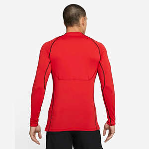 Évacuation de la sueur léger extensible 92% Polyester 8% Spandex rouge hommes coupe ajustée haut à manches longues avec respirabilité intégrée - Product Image 2