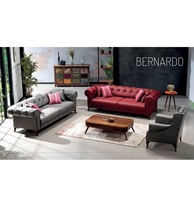 Fauteuil Chesterfield convertible moderne de luxe en tissu, fabriqué à la main par une usine de meubles turque, extensible 3-2-1 places, pour la maison et l'hôtel