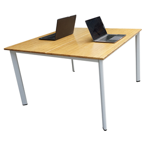 Modern Minimalist Oval <b>Bamboo</b> <b>Table</b> with Assembled Iron Legs 120x120cm 2-Piece Set - Product Image 3