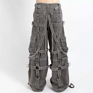 Jeans extensible grande taille, logo personnalisé, jeans baggy gris délavé de haute qualité pour hommes - Product Image 2