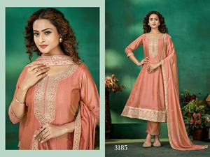 Collection exclusive de mariage traditionnel Vichitra Pantalon Kurta intérieur brodé avec Dupatta par Export - Product Image 3