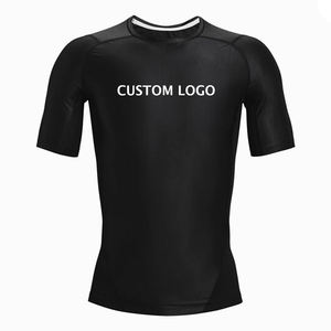 Rashguard MMA BJJ noir, bleu, rouge, prix de gros, impression par sublimation personnalisée, respirant, compression avant, t-shirt court - Product Image 1