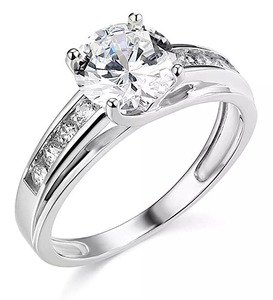 925 <b>Sterling</b> <b>Silver</b> Moissanite Engagement Wedding Eternity <b>Band</b> <b>Ring</b> 3 Ct Round Prong Setting Certified Real Elegant and Durable - Product Image 1