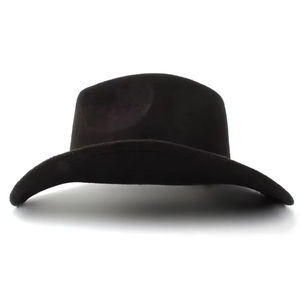 Sombrero de Vaquero Occidental de Fieltro Negro de la Mejor Calidad Personalizado, Sombrero de Lana a Granel con Banda de Cuero para Hombre con Logotipo - Product Image 4