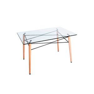 Mesa Nera 120x80 cm Juego rectangular de vidrio Piedra sinterizada y material de madera para el hogar Bar Oficina o cocina Muebles para el hogar - Product Image 1