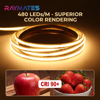 Tira de Luz LED COB Flexible de 480 LED y 6300K, Personalizable al por Mayor, para Pasillos de Hotel, Bordes de Techo, Escaleras, Decoración Interior Moderna