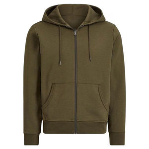 Nueva Sudadera con Capucha Doble Gruesa con Cierre Verde Oliva Estilo Urbano Otoñal, Manga Larga, Estilo Vintage, Corte Regular, Bordada para Hombre - Product Image 1