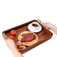 Ensemble de 3 plateaux à thé et café d'hôtel avec empilage emboîtable et poignées pour comptoir de cuisine Table basse décor de salon